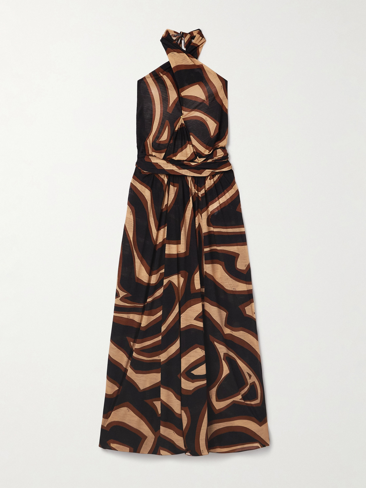 Pucci Draped Printed Wool-blend Jersey Halterneck Maxi Dress In Multi