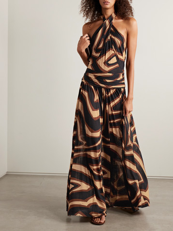 Pucci Draped printed wool-blend jersey halterneck maxi dress