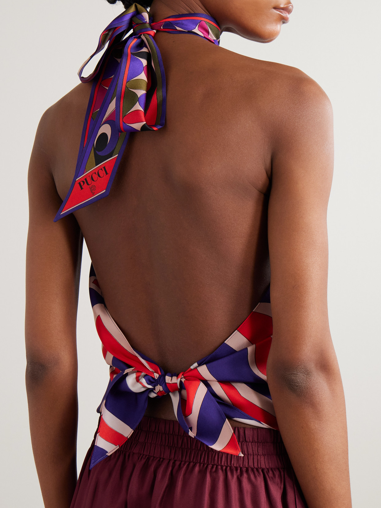 Pucci - Printed Silk-Twill Halterneck Top