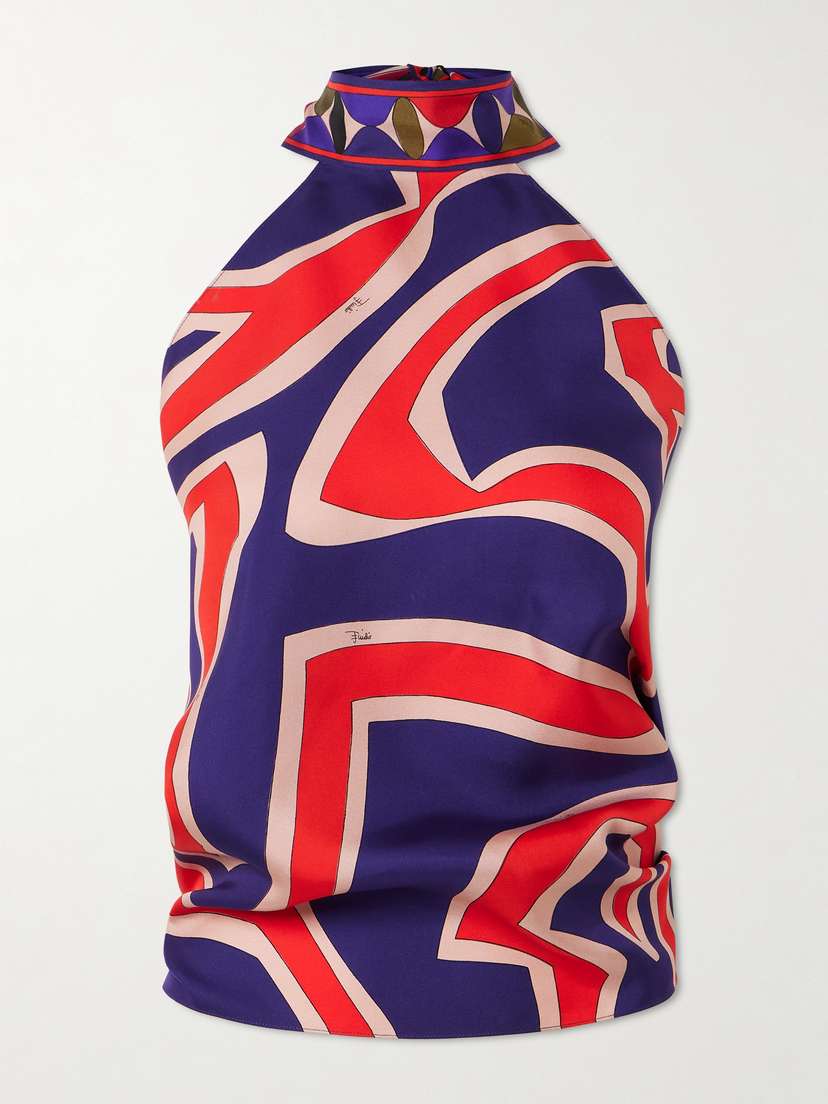 PUCCI Printed Silk-twill Halterneck Top
