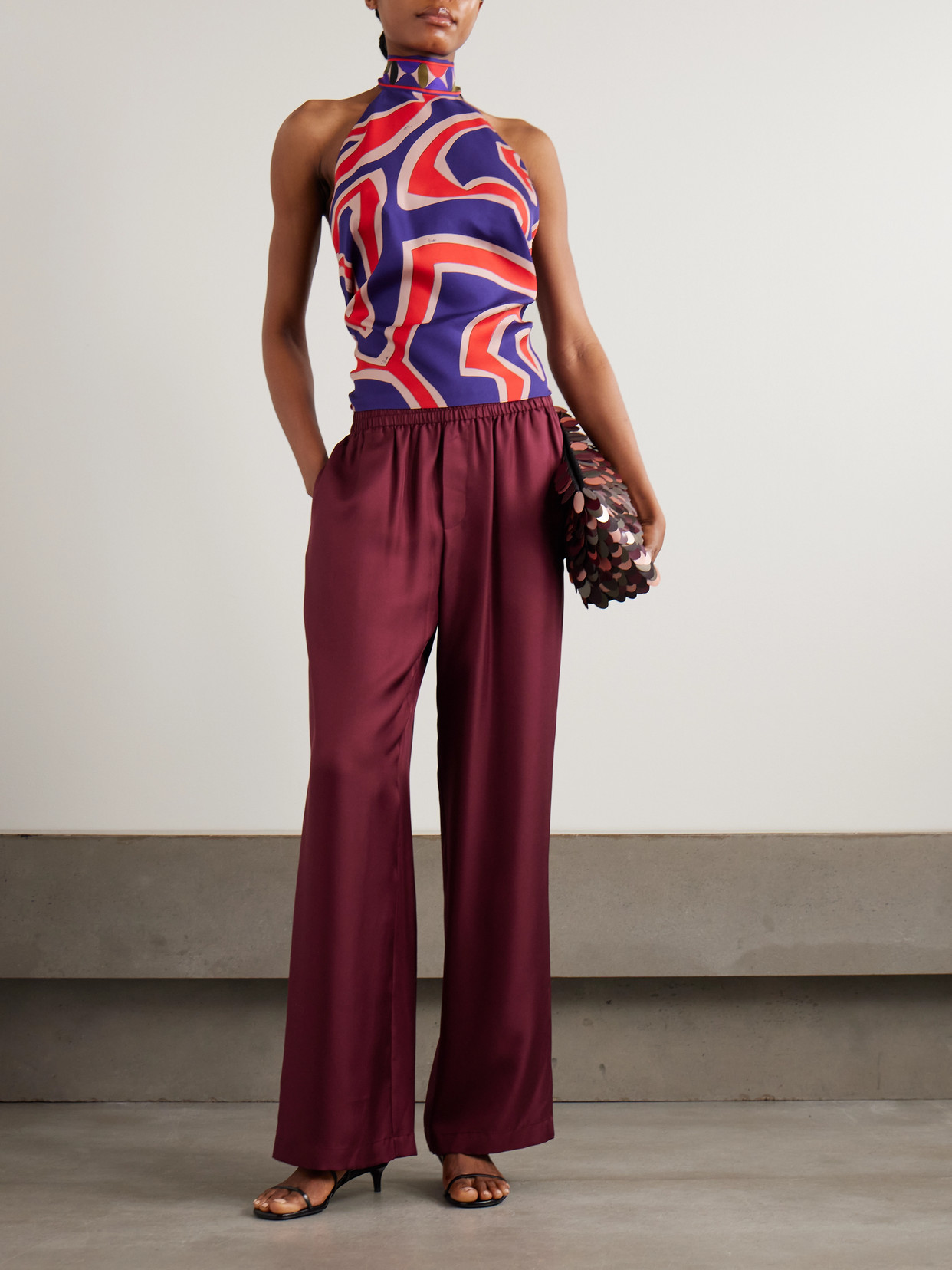 Pucci - Printed Silk-Twill Halterneck Top
