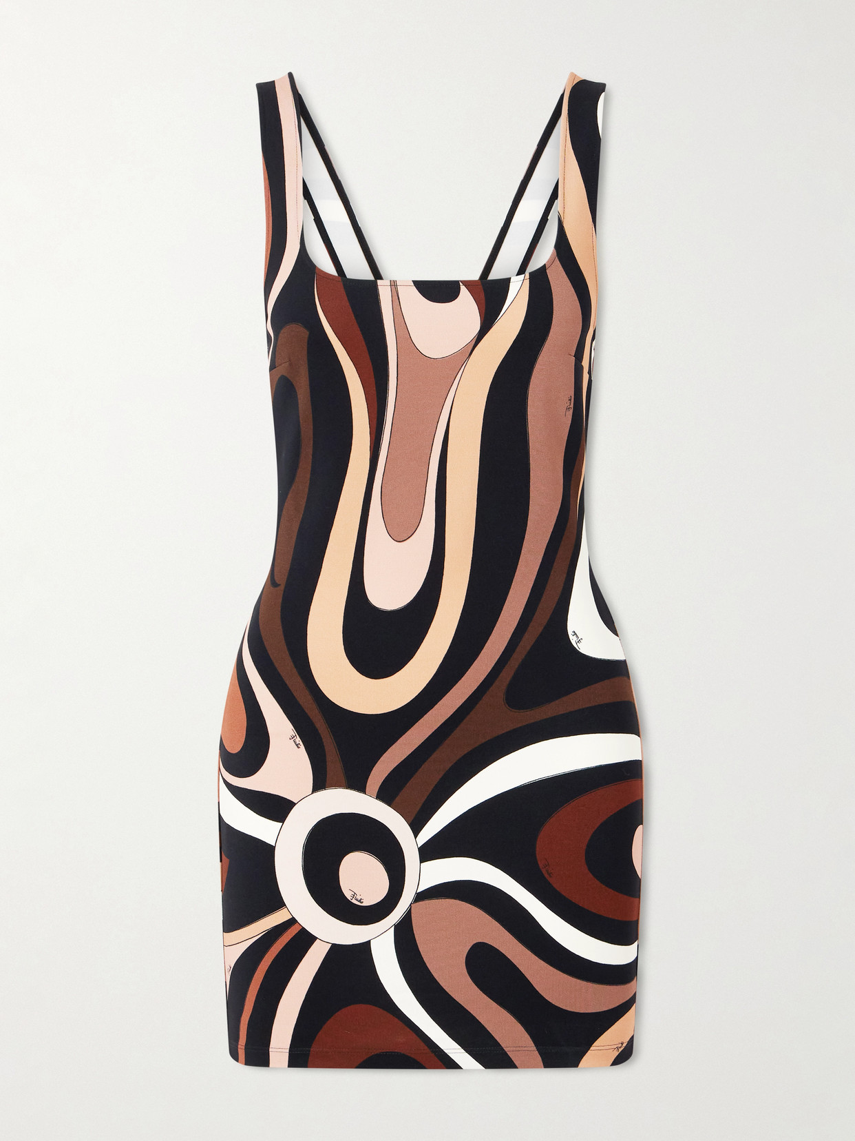 Pucci Marmo Printed Jersey Mini Dress In Brown
