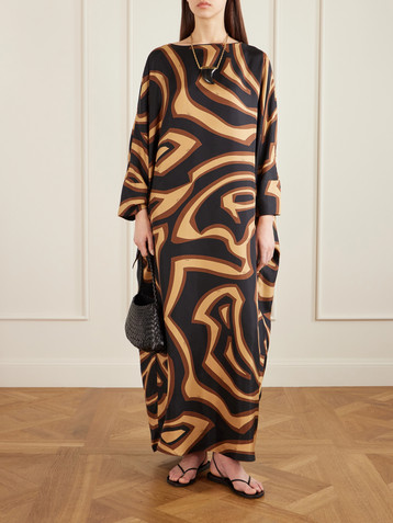 Printed silk kaftan