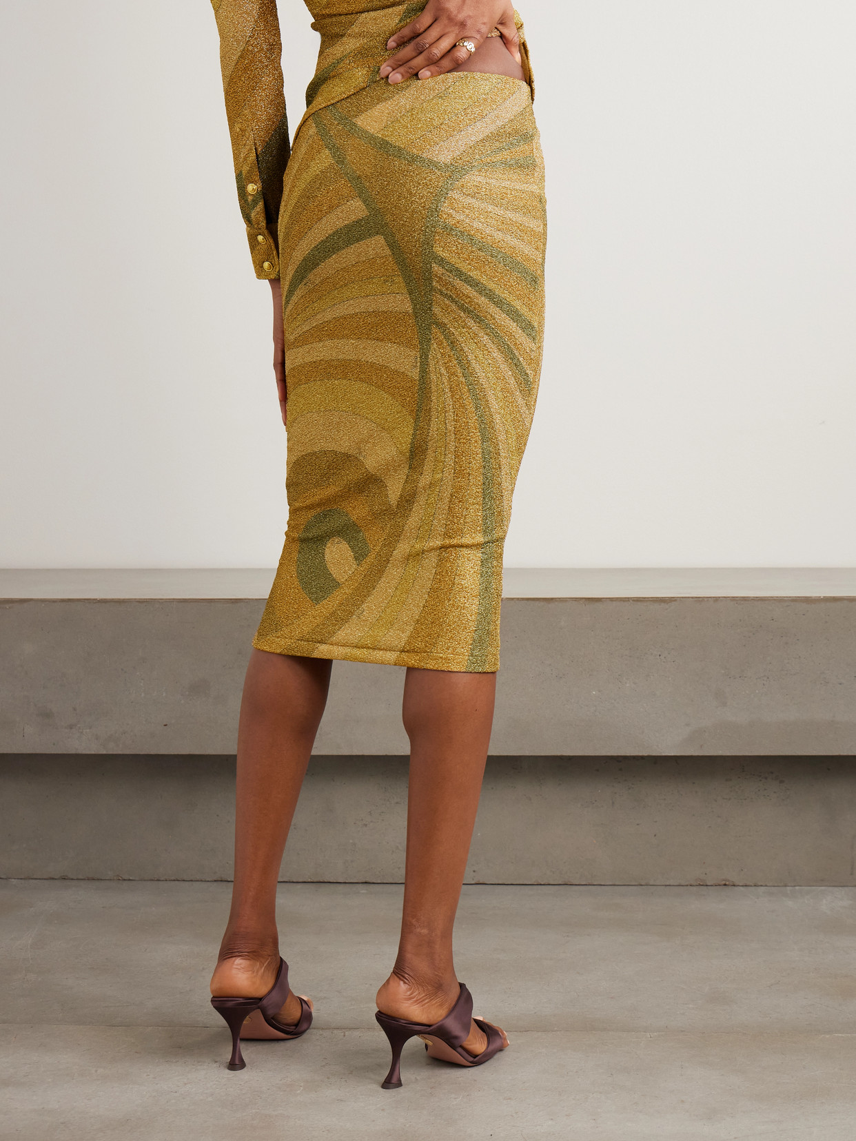 Pucci - Printed Metallic Jersey Midi