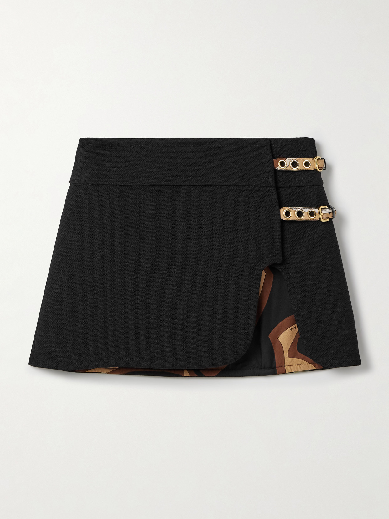 Pucci Buckled Wool Mini Skirt In Black