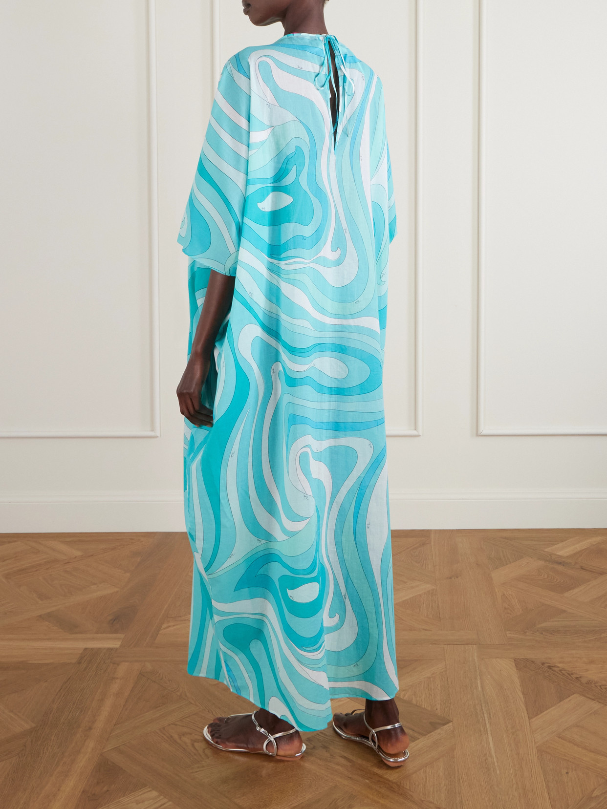 Pucci Printed Cotton-voile Kaftan In Blue