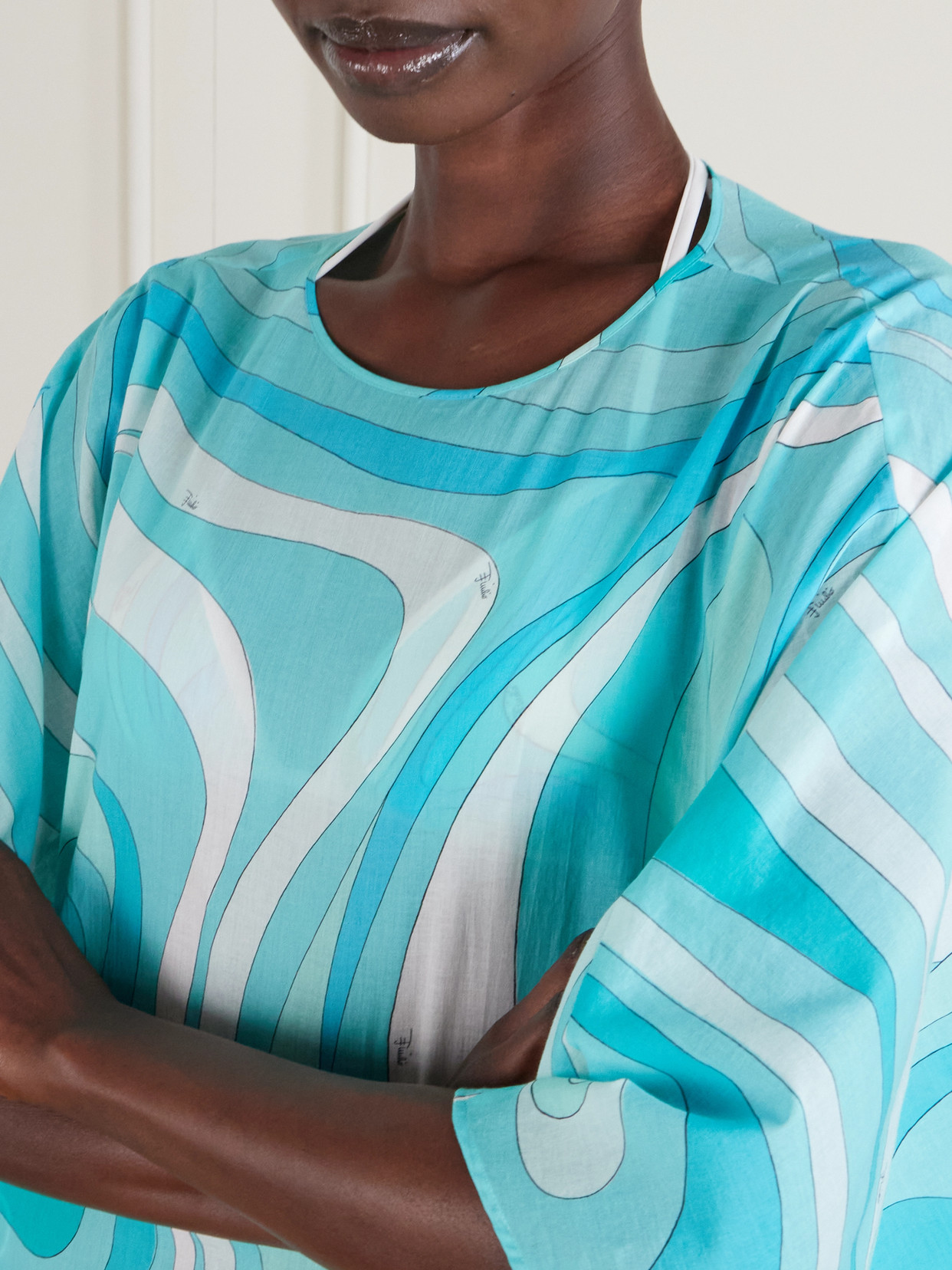 Pucci Printed Cotton-voile Kaftan In Blue