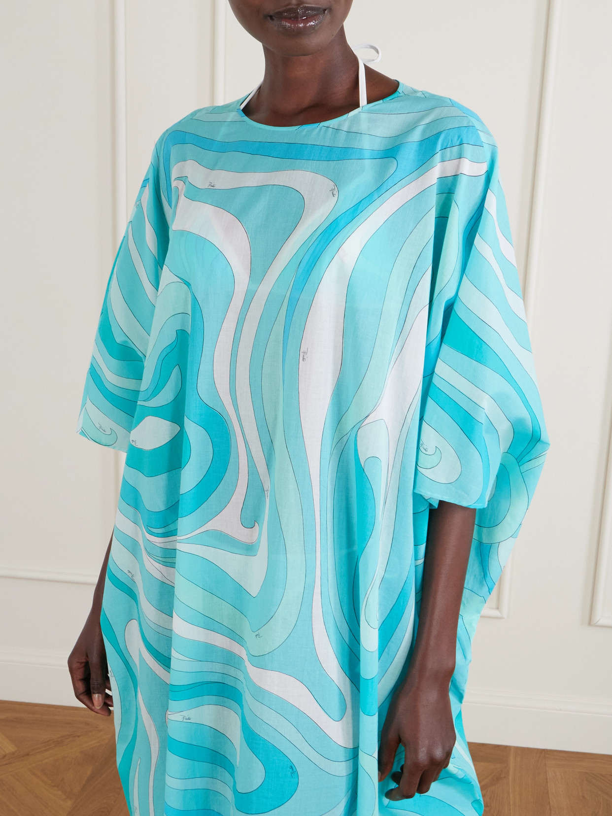 Pucci Printed Cotton-voile Kaftan In Blue