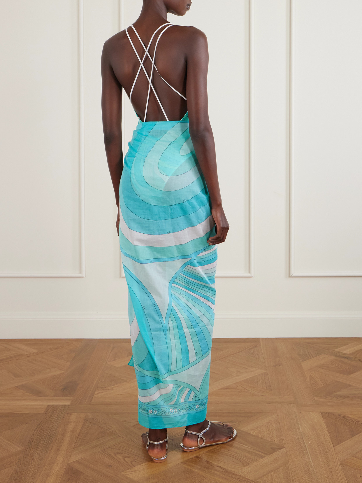 Pucci Printed Cotton-voile Pareo In Blue