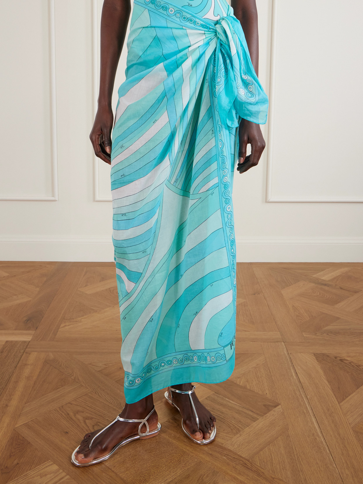 Pucci Printed Cotton-voile Pareo In Blue