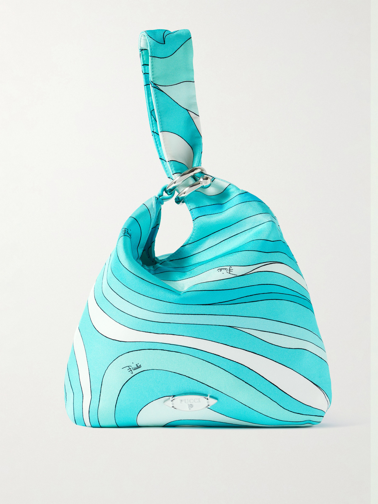 Pucci Emilio Printed Silk-twill Tote In Blue
