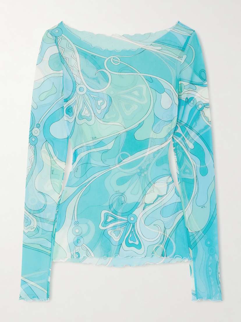 PUCCI Printed Stretch-tulle Top