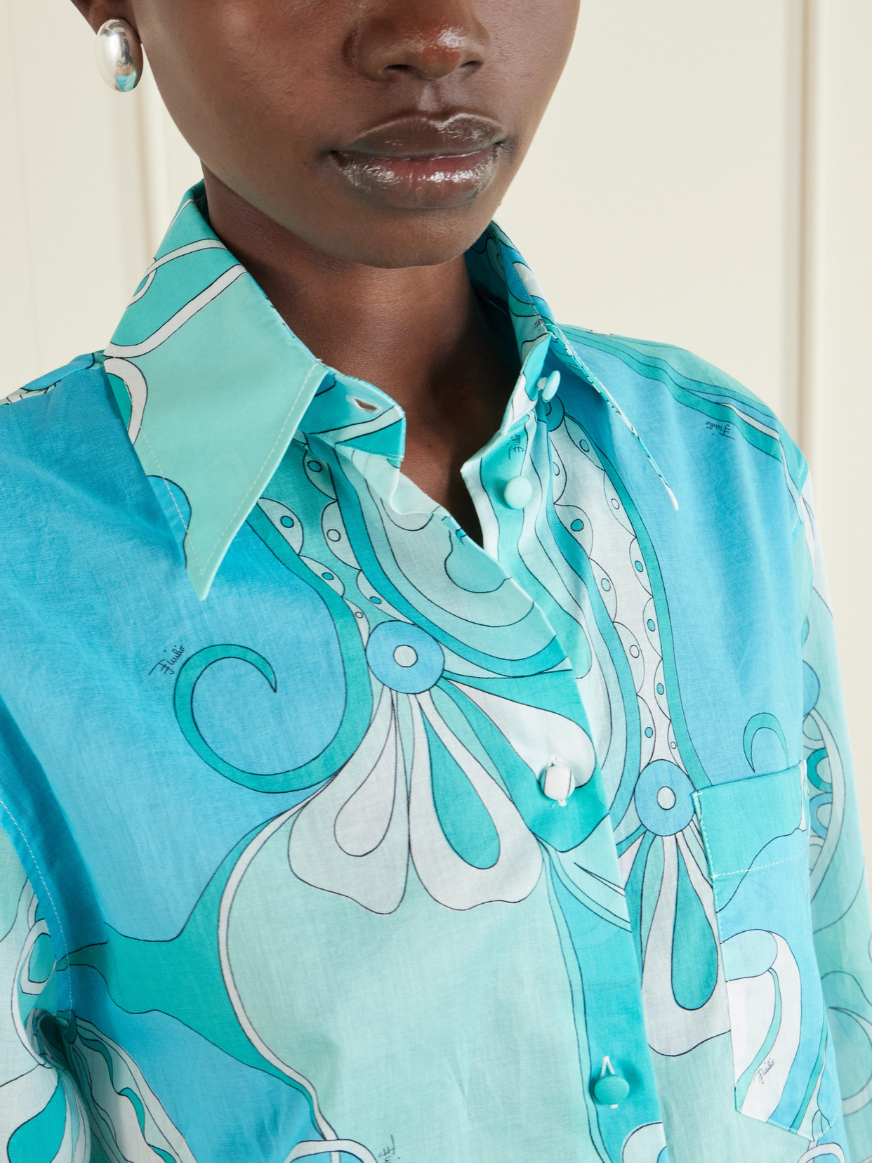 Pucci Printed Cotton-muslin Shirt In Blue