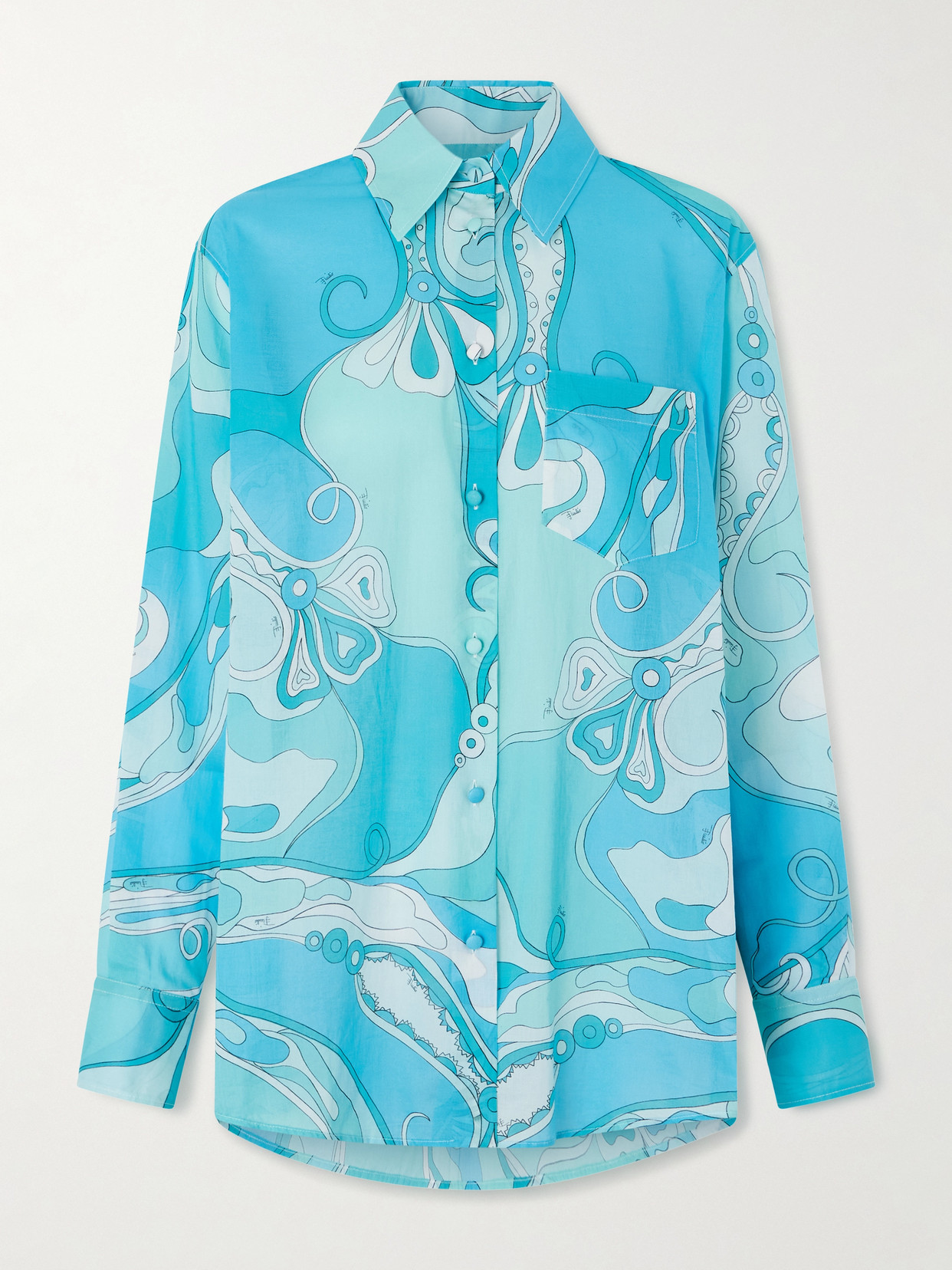 Pucci Printed Cotton-muslin Shirt In Blue