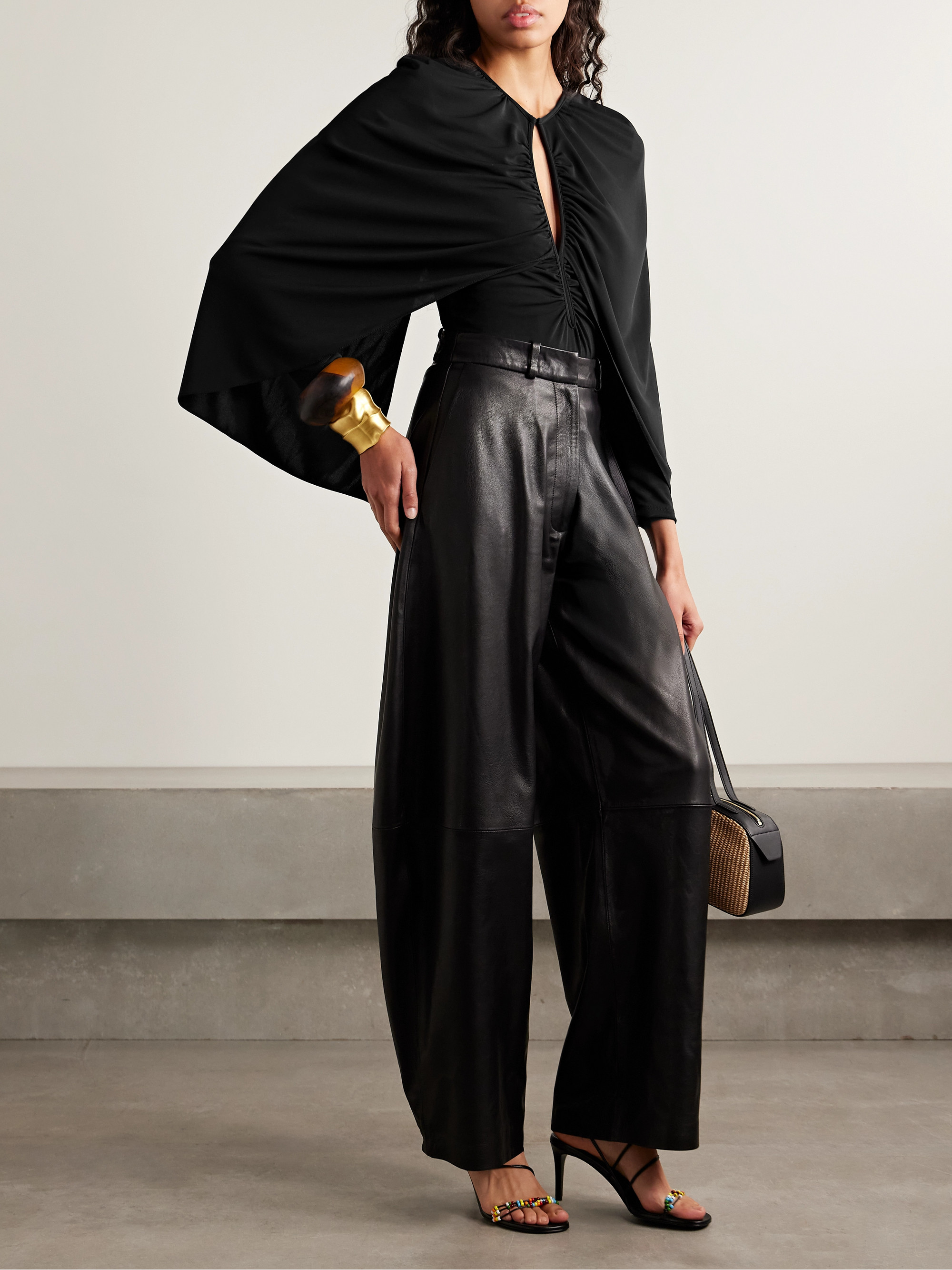 Johanna Ortiz - Starlight cape-effect cutout draped stretch-jersey
