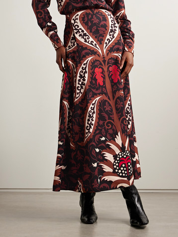 Johanna Ortiz Encanto de Isla printed recycled-twill midi skirt