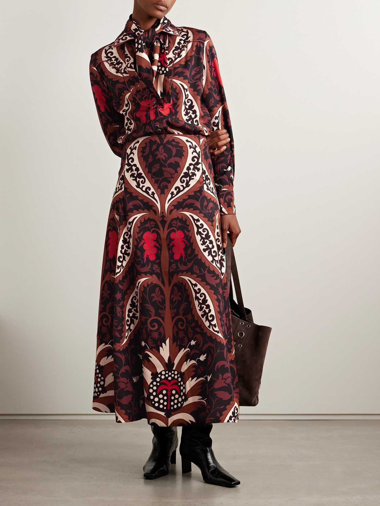 Johanna Ortiz Encanto De Isla Printed Recycled-twill Midi Skirt In Multi