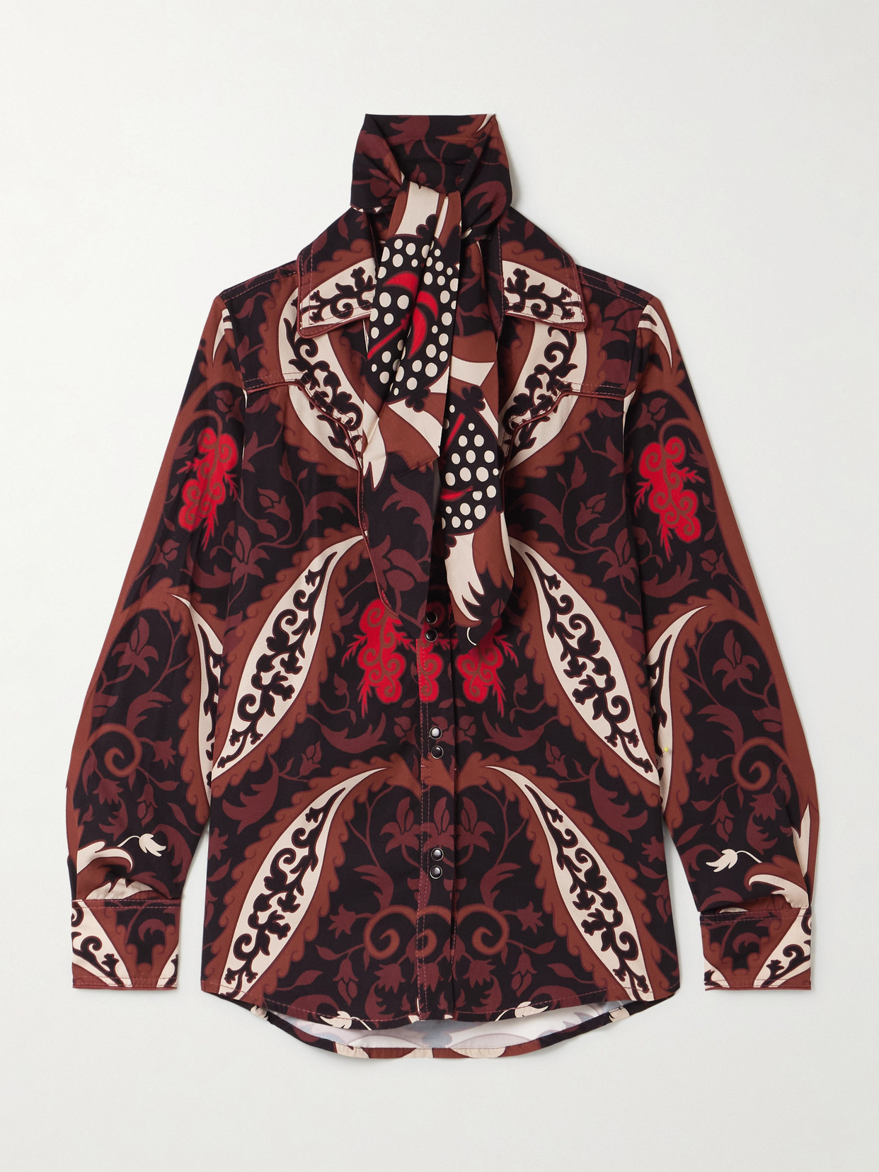 Johanna Ortiz Hacia Puerto Tie-neck Printed Recycled-twill Shirt In Multi
