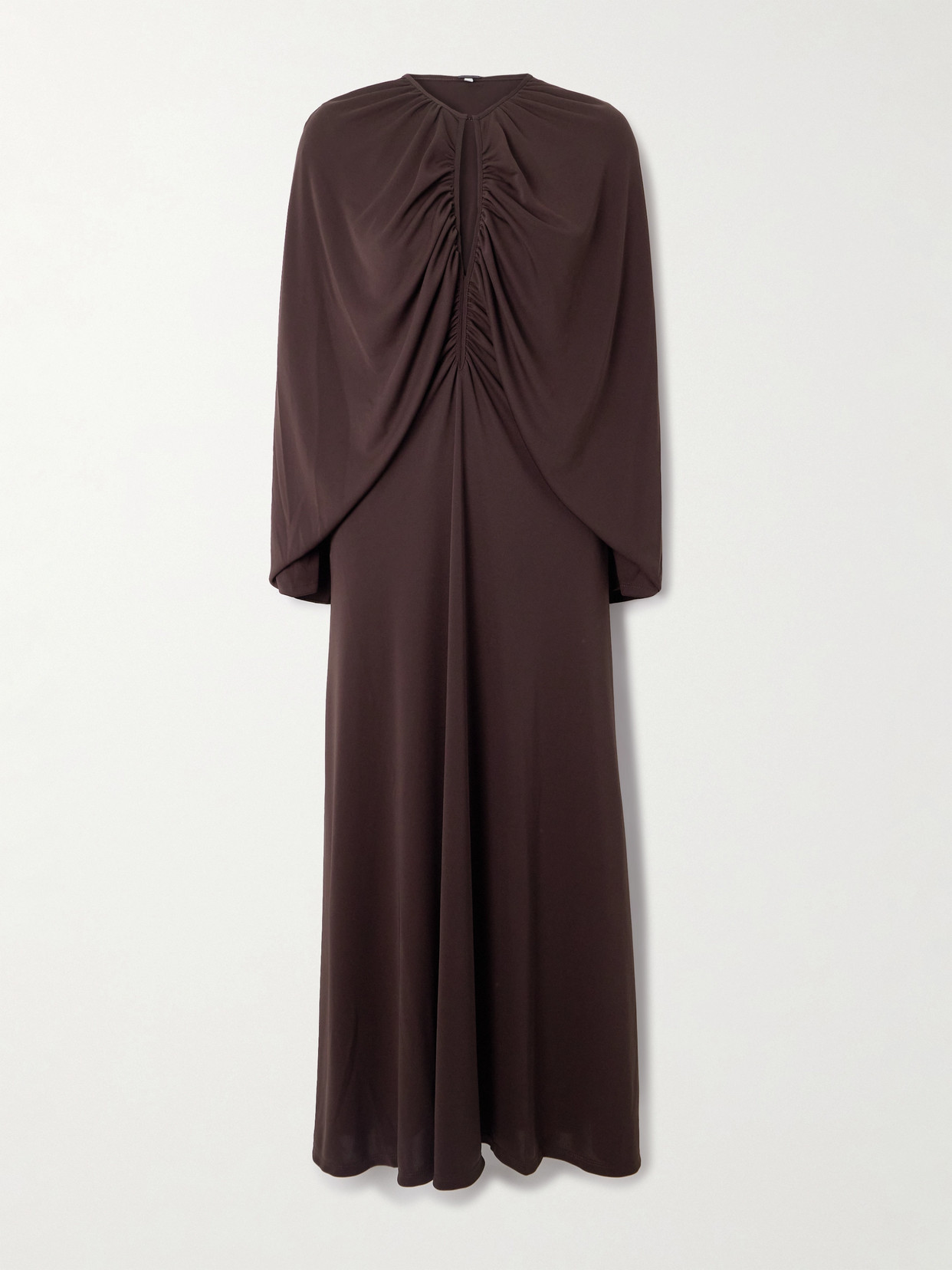 Johanna Ortiz Silent Solstice Cape-effect Satin-jersey Midi Dress In Brown