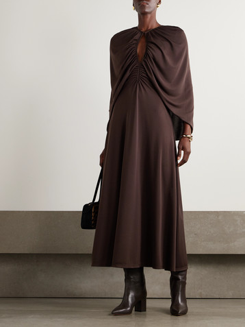 Johanna Ortiz Silent Solstice cape-effect satin-jersey midi dress