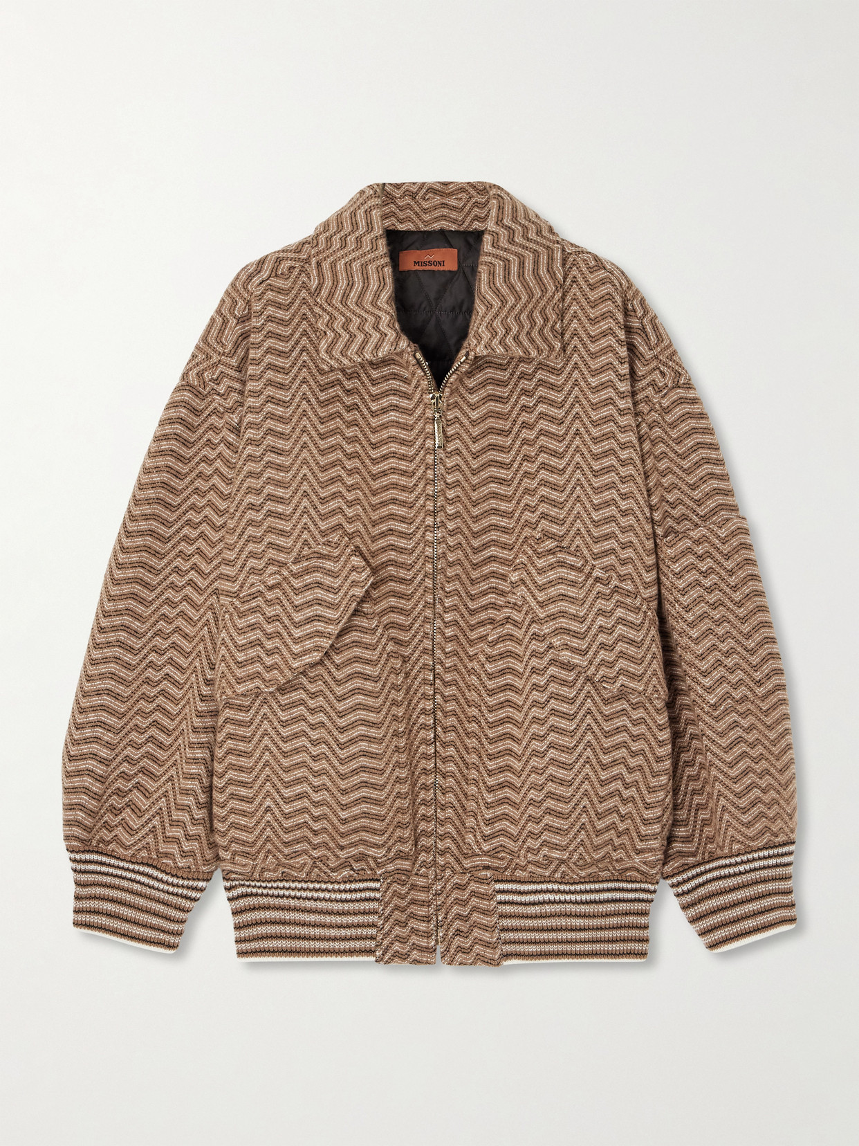 Missoni Caperdoni Striped Padded Wool And Cotton-blend Jacket In Brown