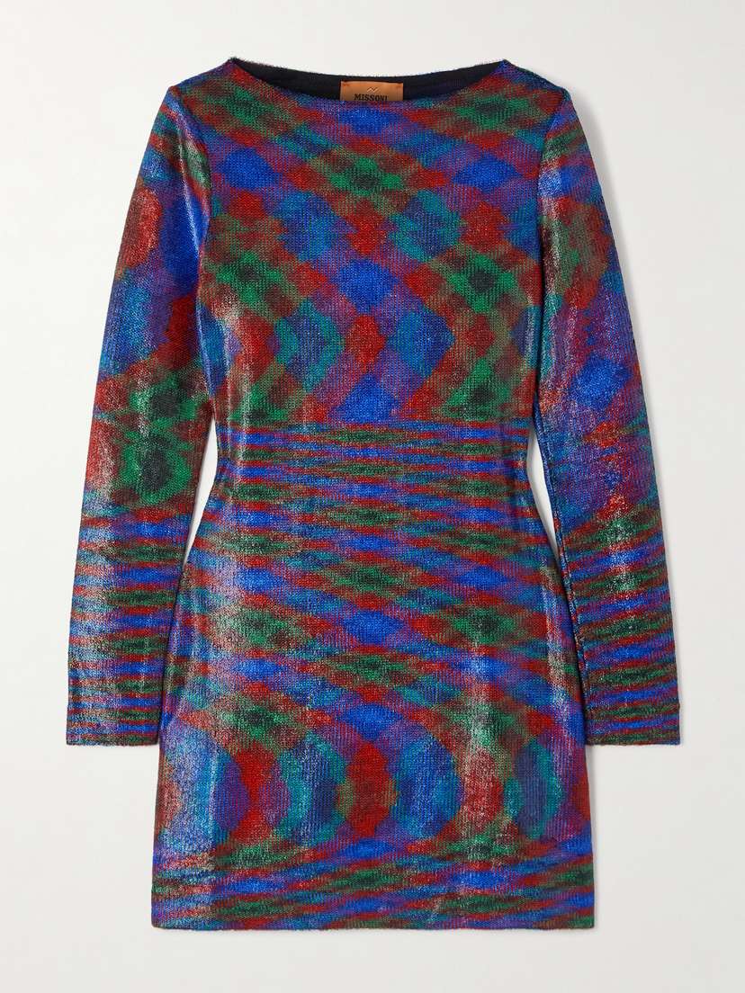 Missoni Striped Metallic Jersey Mini Dress