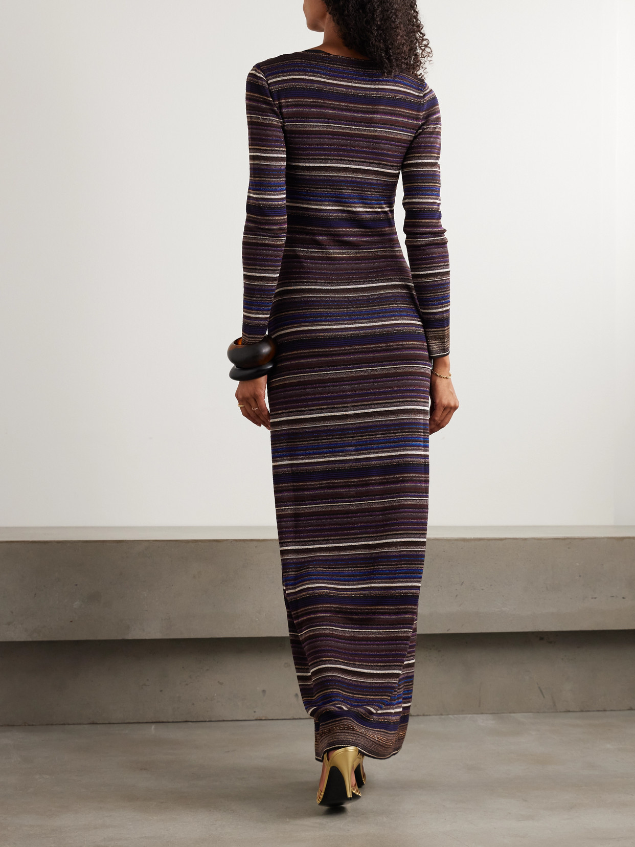 Missoni Striped Metallic Crochet-knit Maxi Dress In Multi