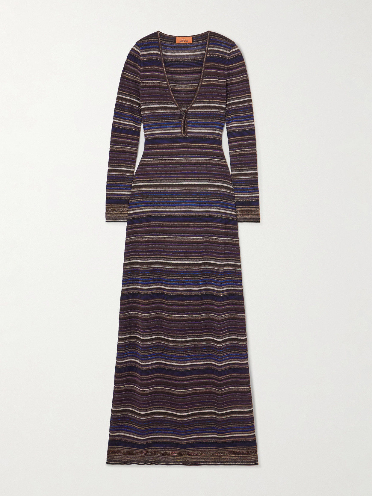Missoni Striped Metallic Crochet-knit Maxi Dress In Multi