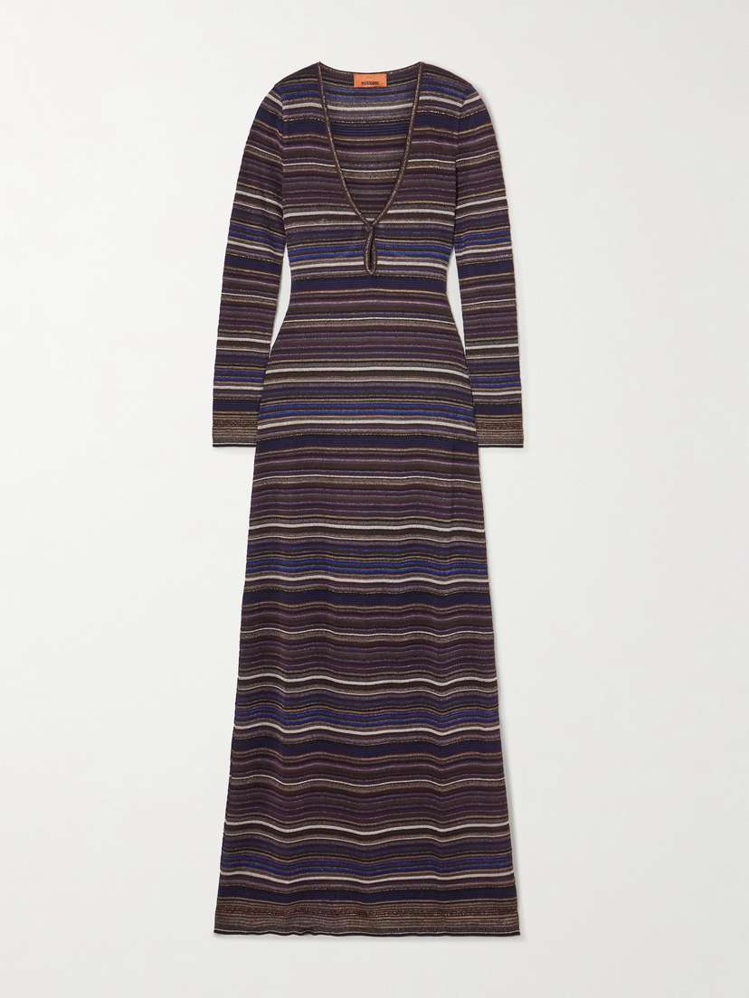 Missoni Striped Metallic Crochet-knit Maxi Dress