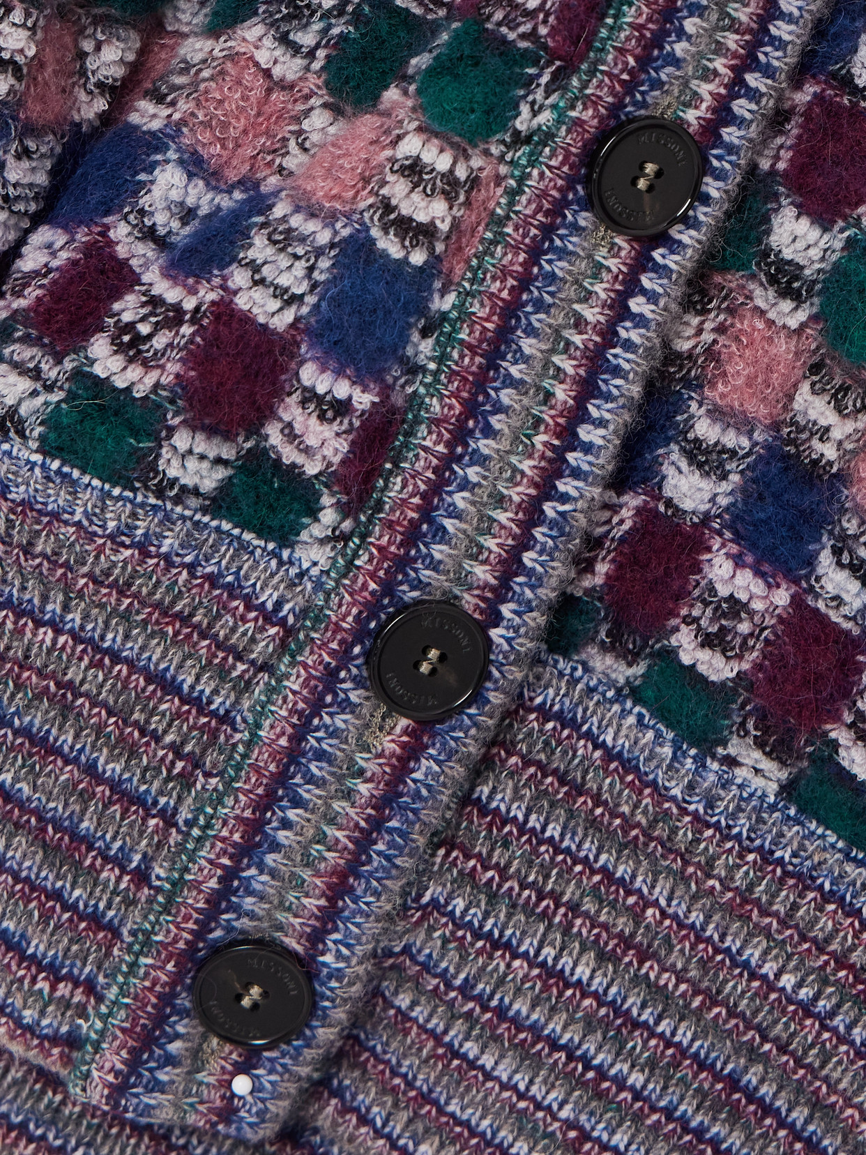 Missoni Checked Wool-blend Jacket In Purple