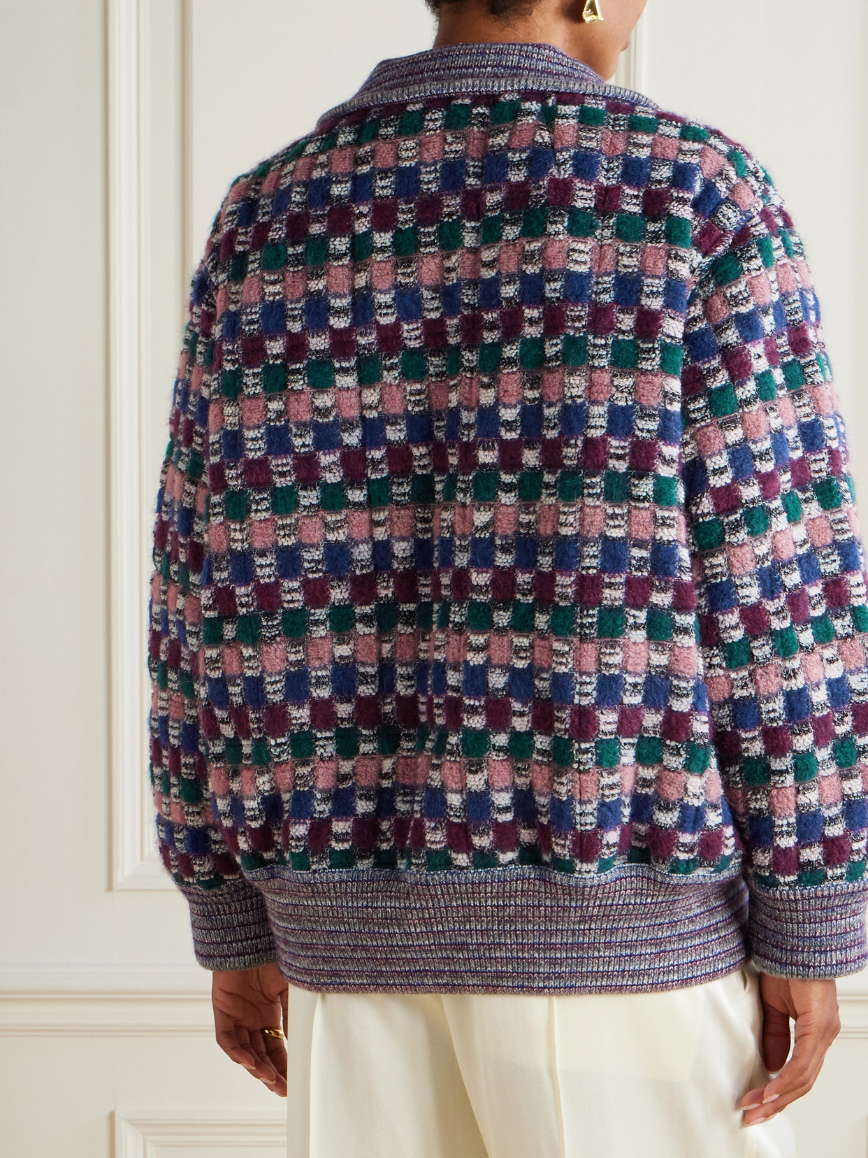 Missoni Checked Wool-blend Jacket In Purple
