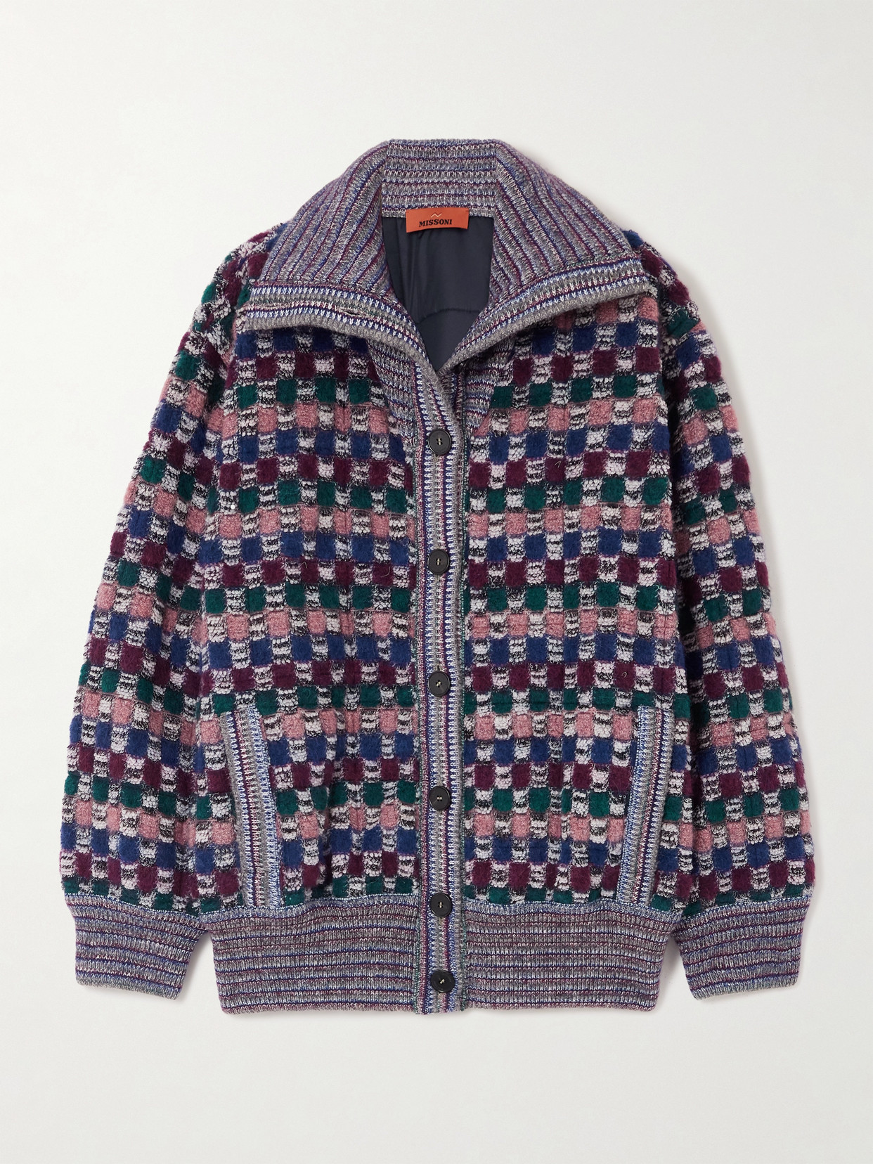 Missoni Checked Wool-blend Jacket In Purple
