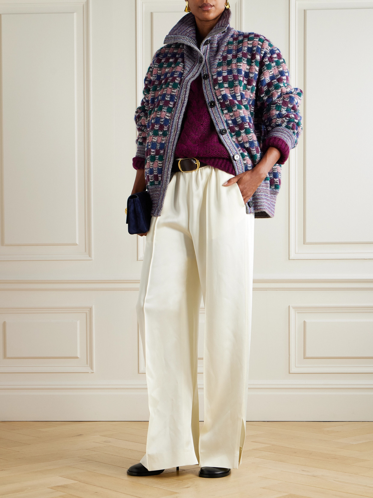 Missoni Checked Wool-blend Jacket In Purple