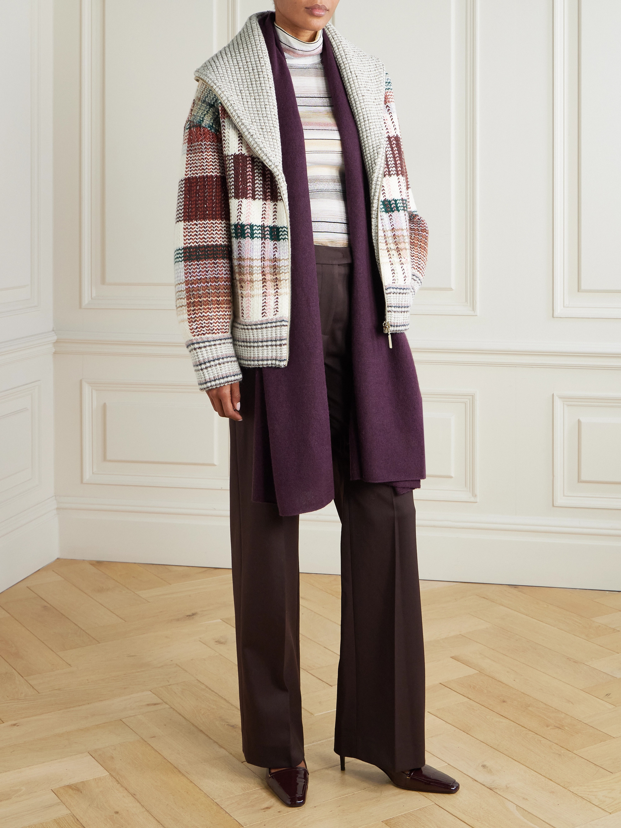 MISSONI　カーディガン(8896) Missoni Chevron Lamé V-Neck Cardigan | Neiman Marcus