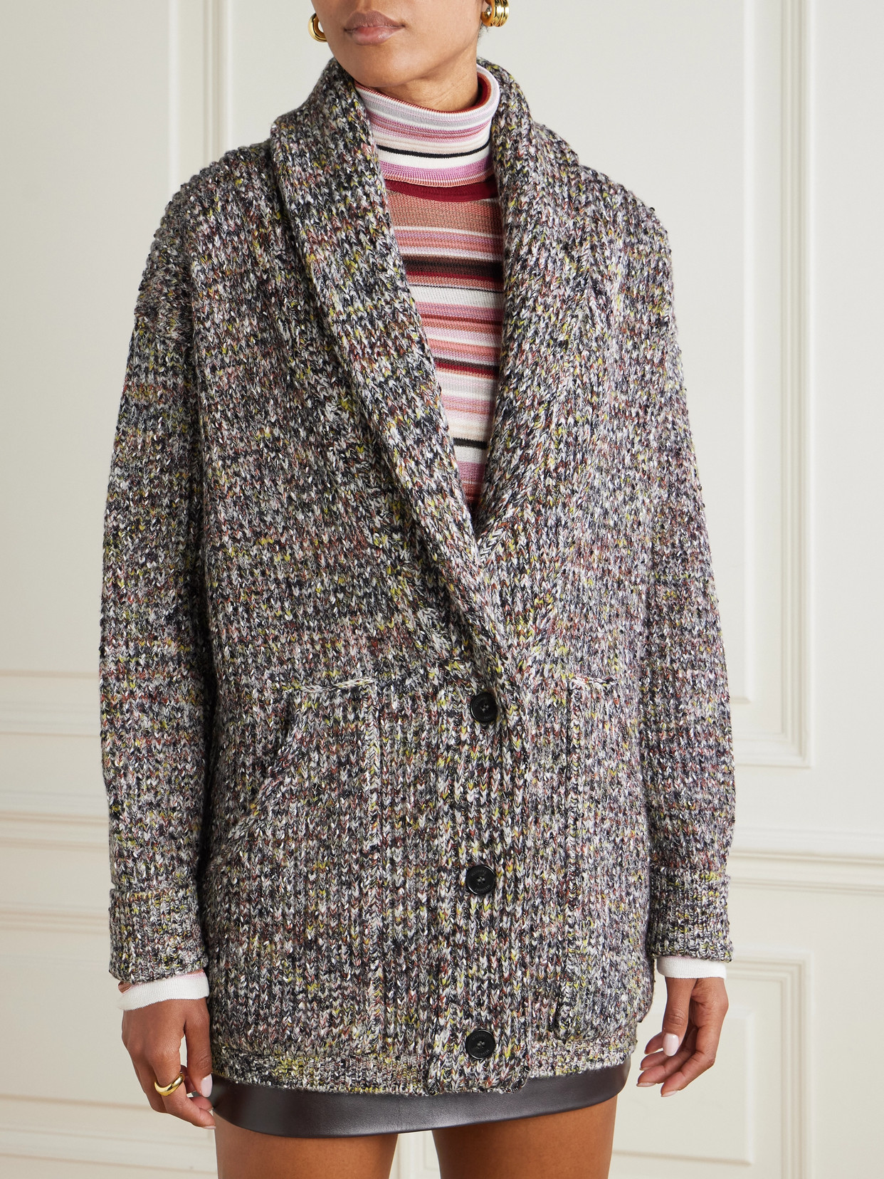 Missoni Oversized Wool-blend Cardigan In Brown