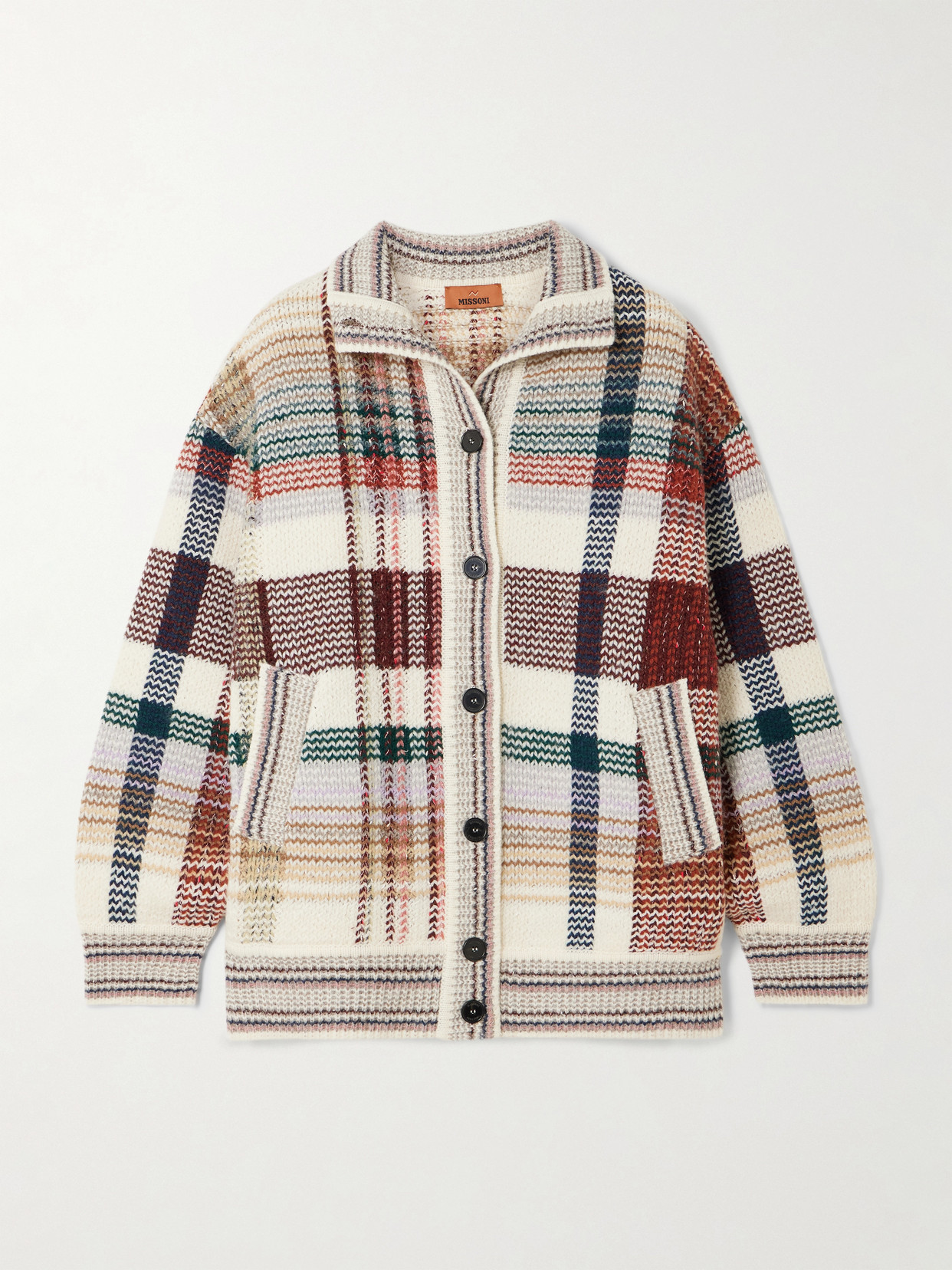 Missoni Oversized Buttoned Cardigan With Check Pattern In Animal Print