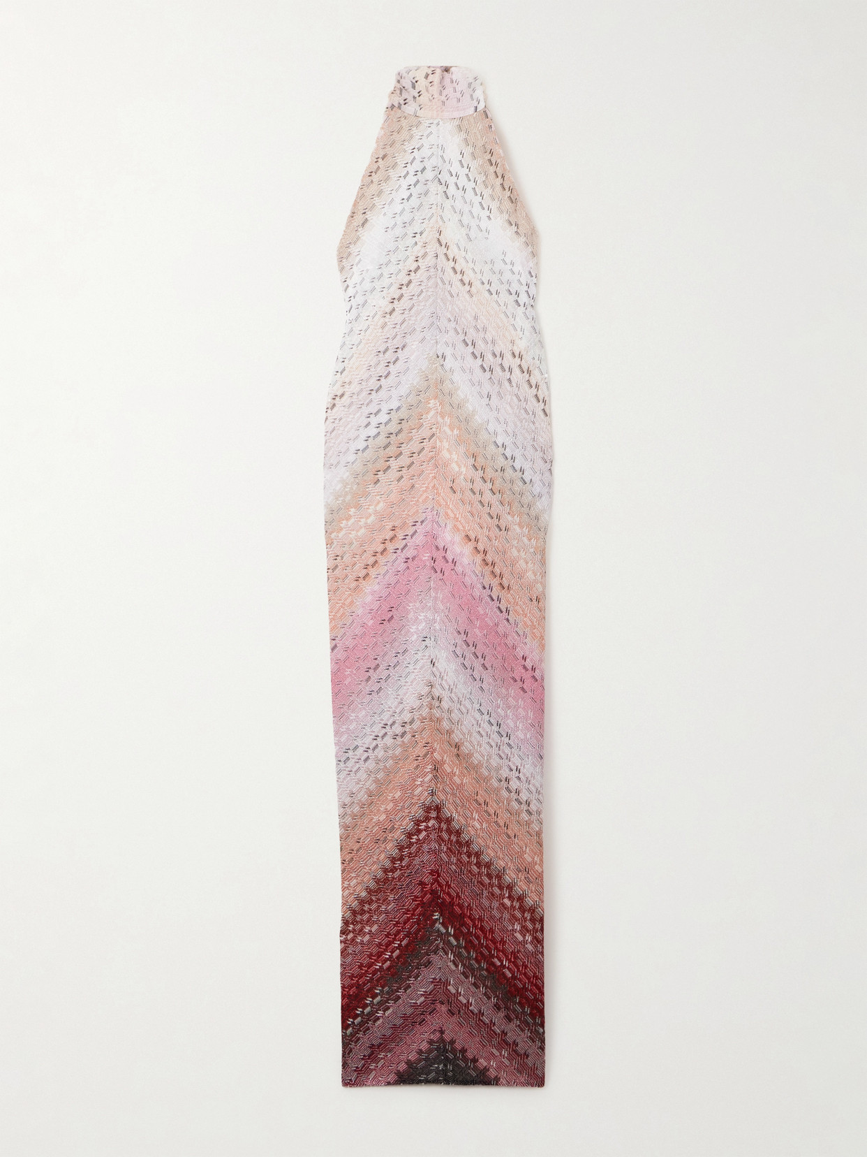 Missoni Metallic Crochet-knit Halterneck Maxi Dress In Pink