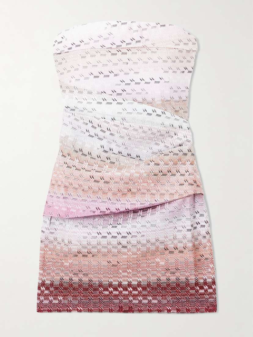 Missoni Pleated Dégradé Metallic Crochet-knit Mini Dress
