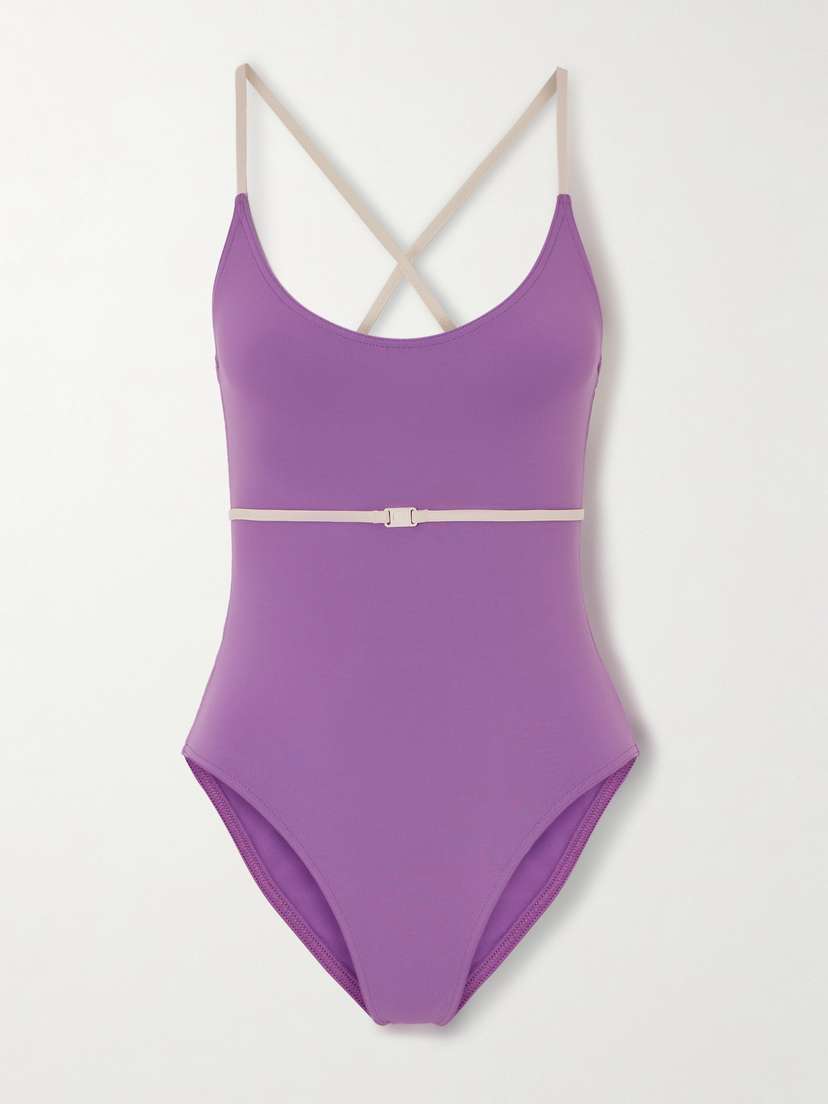 Eres Lilas Sharon Belted Two-tone Swimsuit