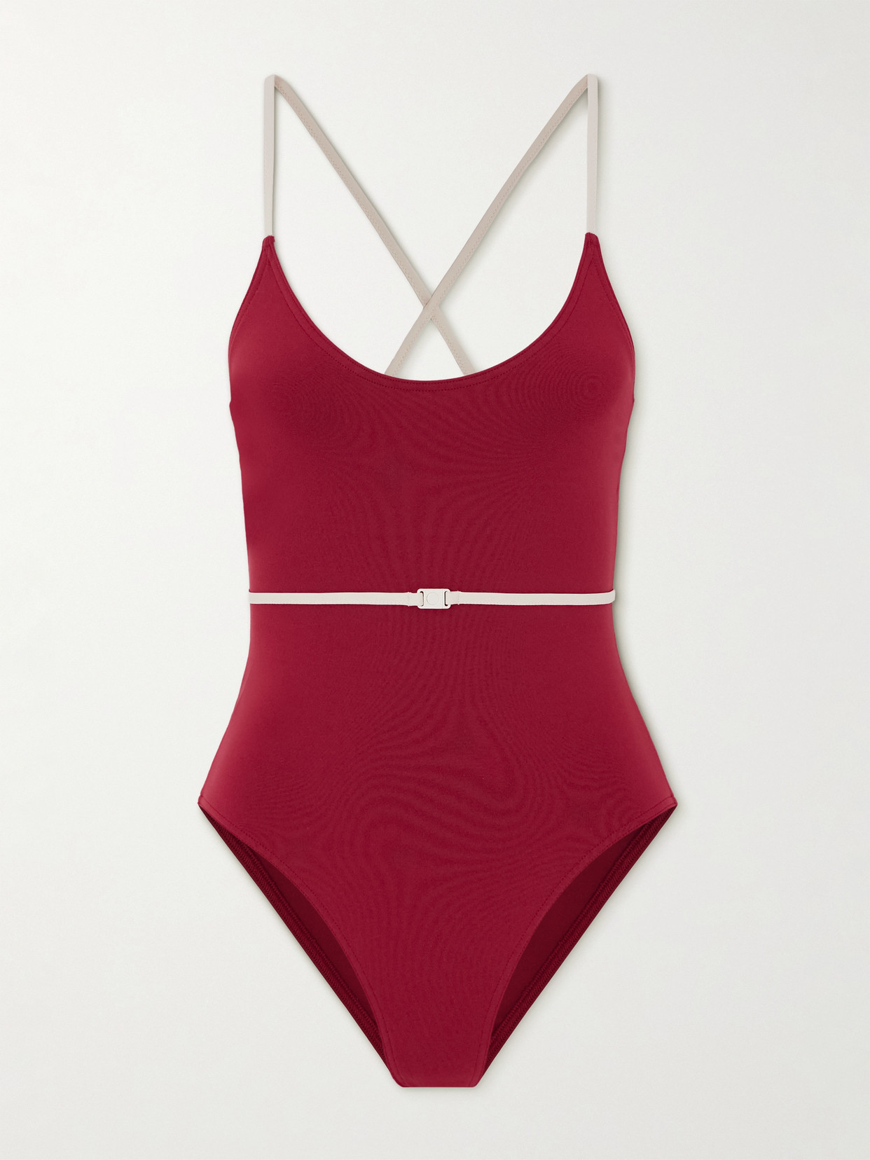 Eres Reinette Sharon Belted Two-tone Swimsuit In Brown