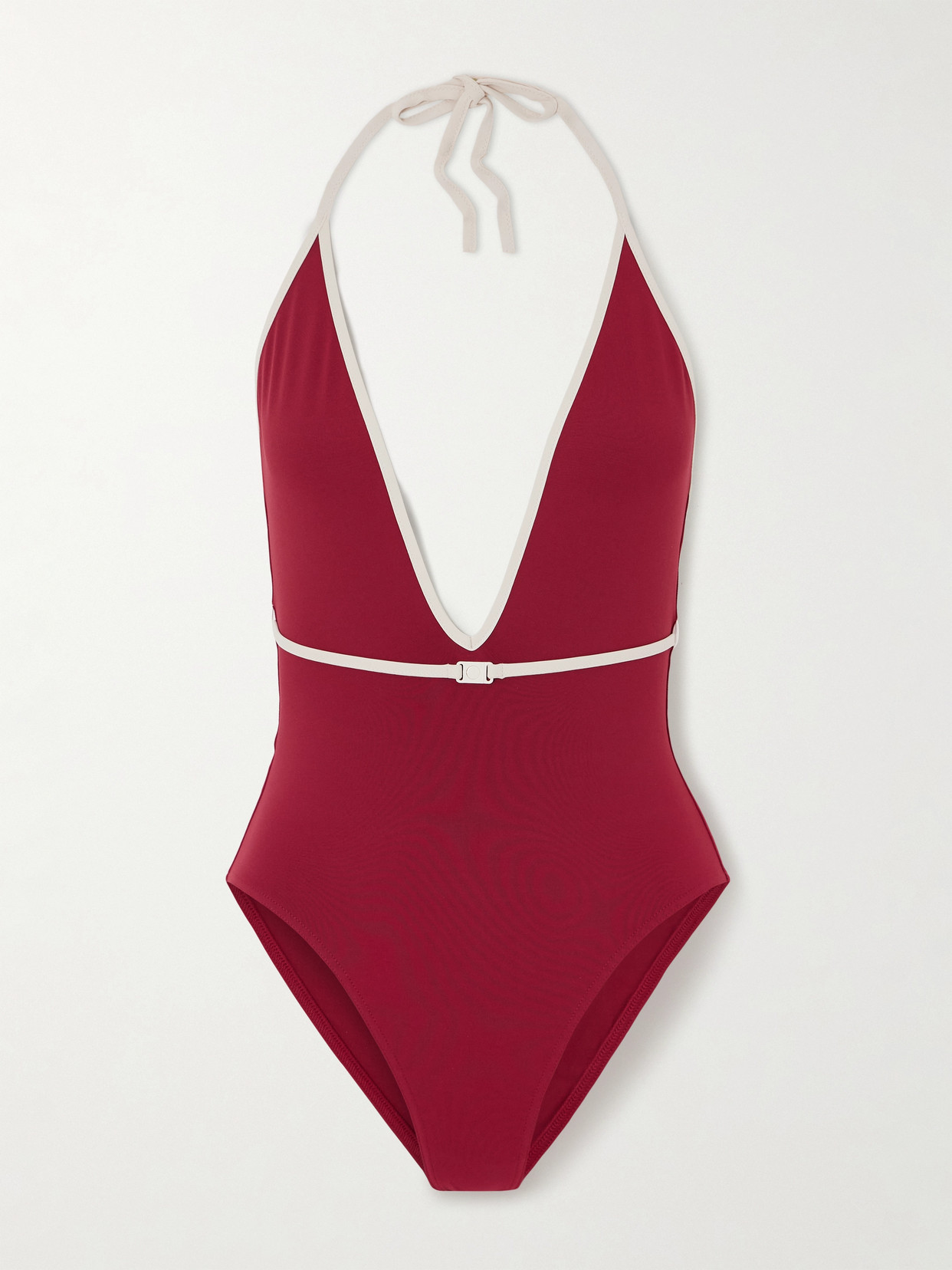Eres Reinette Loulou Belted Halterneck Swimsuit In Red