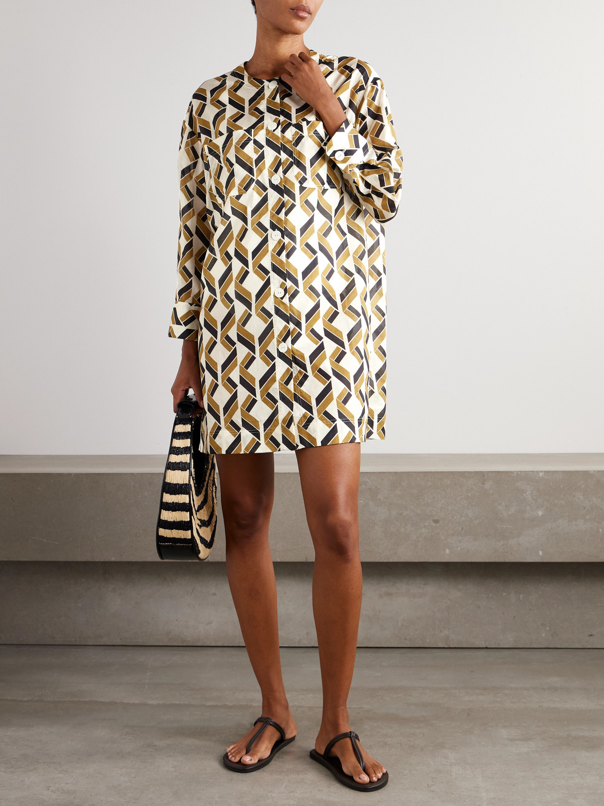Eres Espace Logo-patch Geometric-print Shirt In Multi