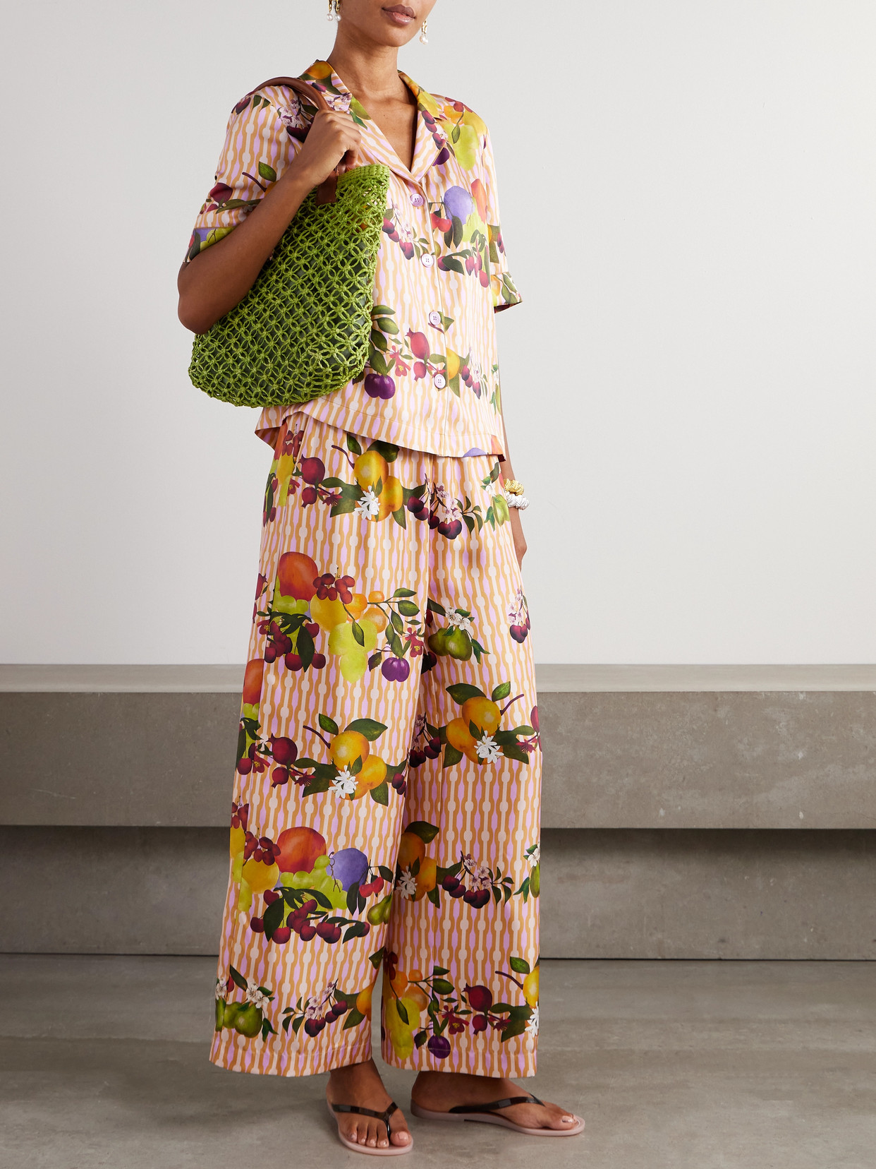 Eres Cannelle Printed Silk-twill Wide-leg Pants In Pink