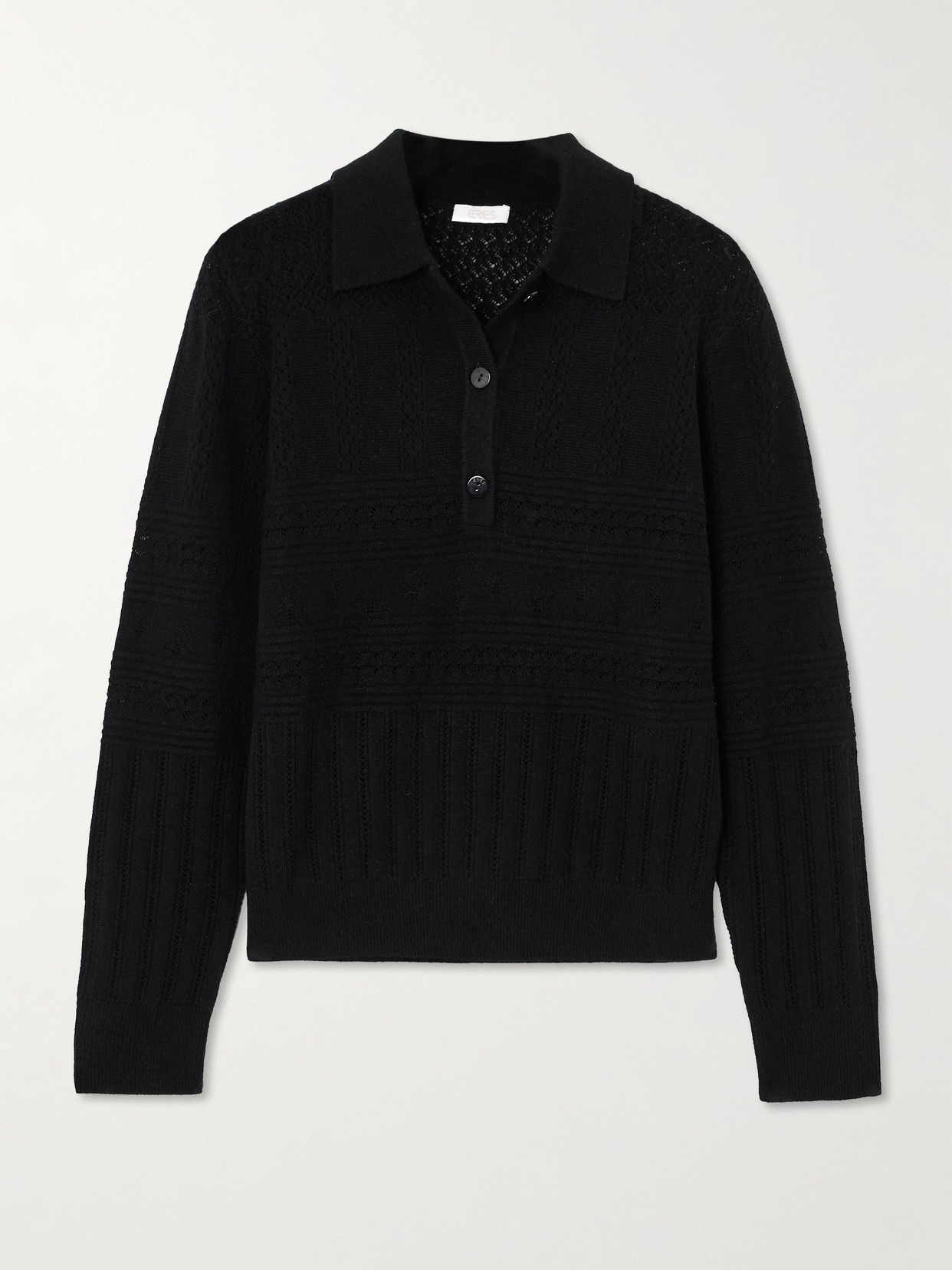 Eres Charmeur Pointelle-knit Wool And Cashmere-blend Sweater In Black