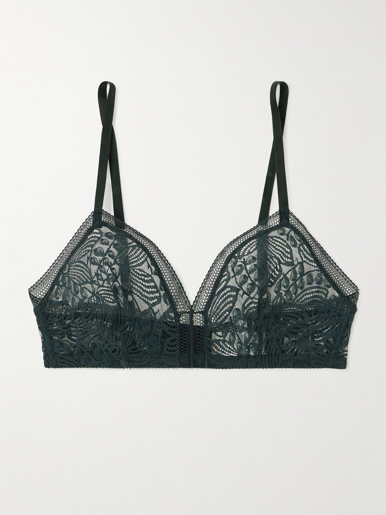 Eres Delicieux Leavers Lace Triangle Soft-cup Bra In Green