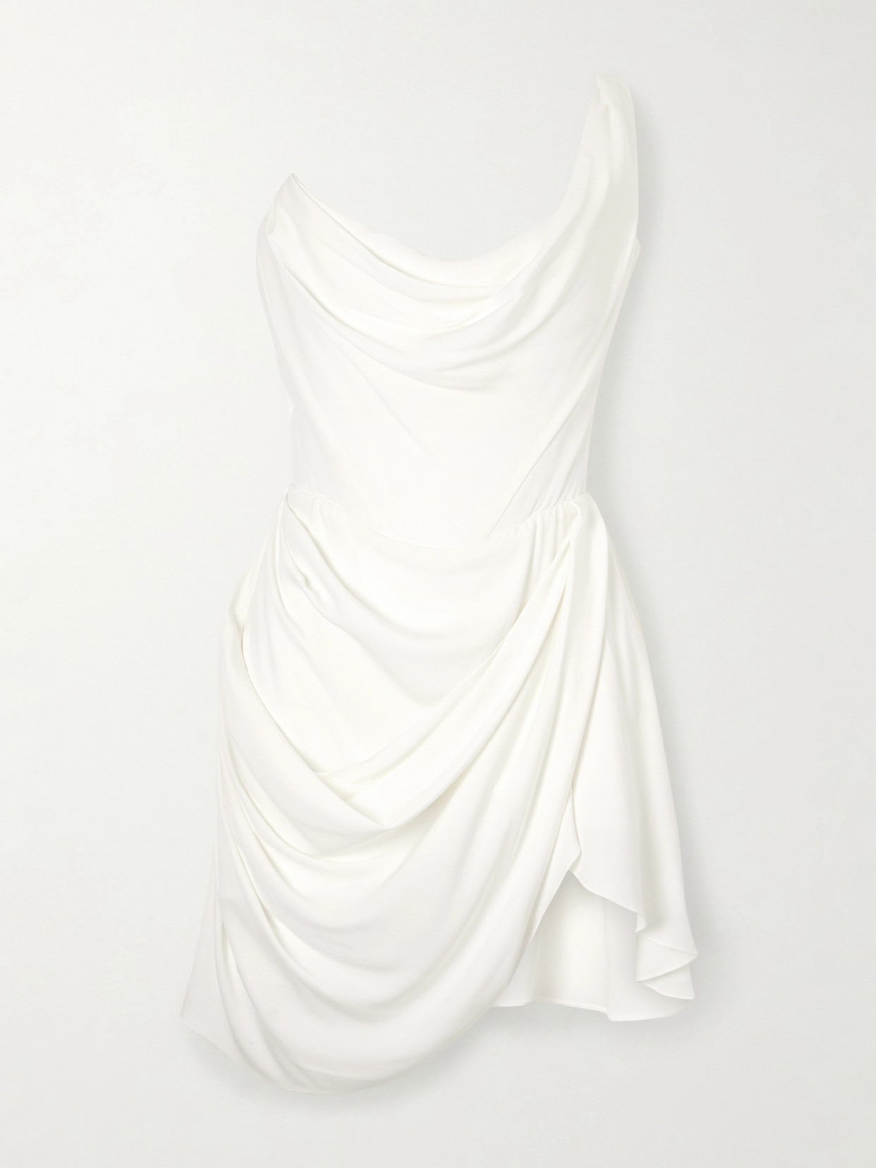 Vivienne Westwood Doll One-shoulder Draped Silk-crepe Mini Dress In White