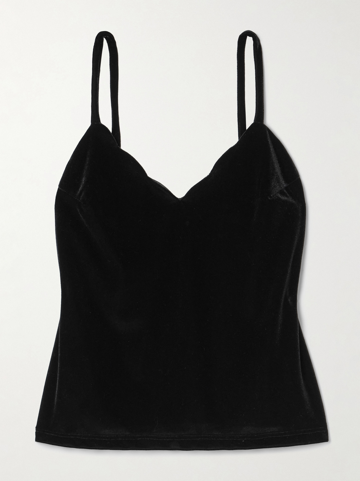 Loretta Caponi Pyrite Scalloped Velvet Camisole In Black