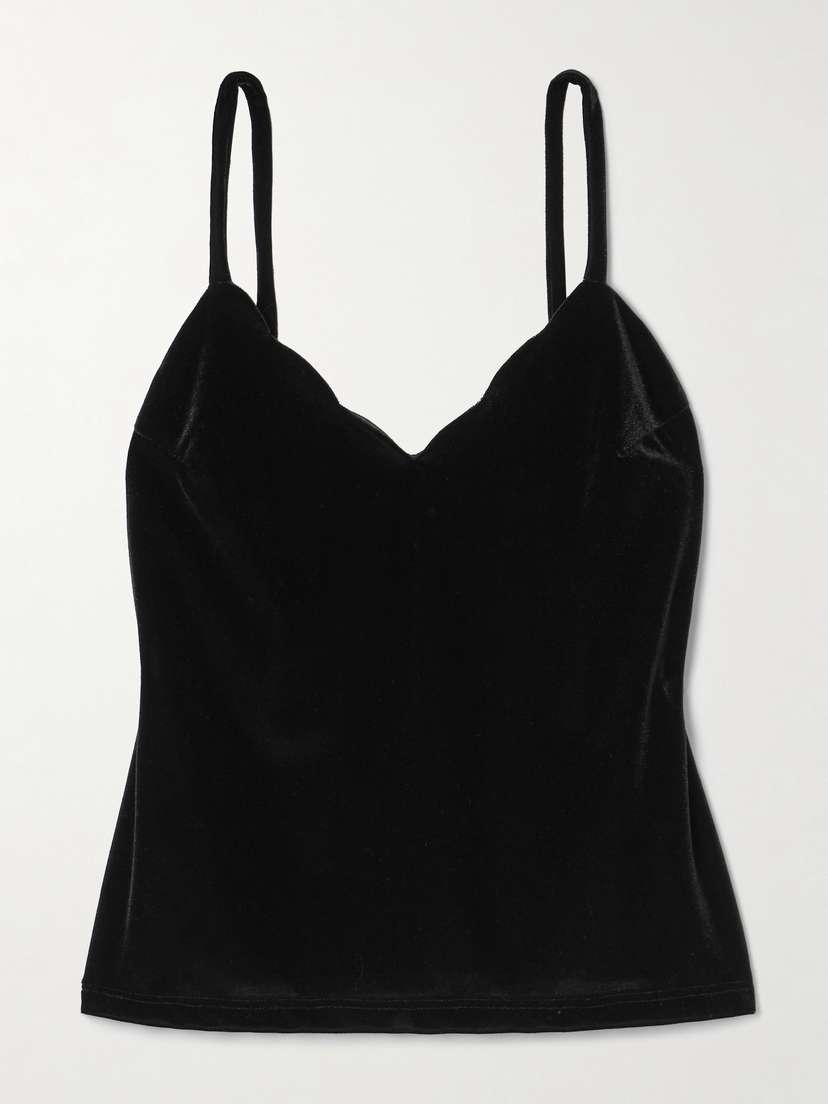 Loretta Caponi Pyrite Scalloped Velvet Camisole