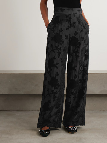 Loretta Caponi Cipro devoré-velvet straight-leg pants