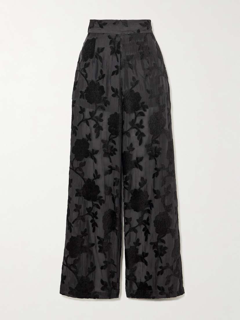 Loretta Caponi Cipro Devoré-velvet Straight-leg Pants